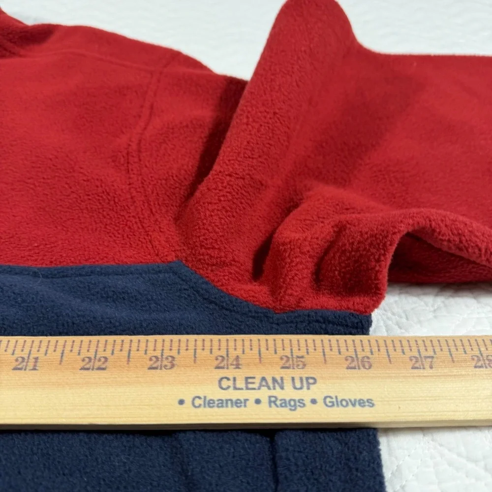Lands End Mens Red Navy Colorblock Fleece Pullover Snap Neck Jacket‎ X Large NWT